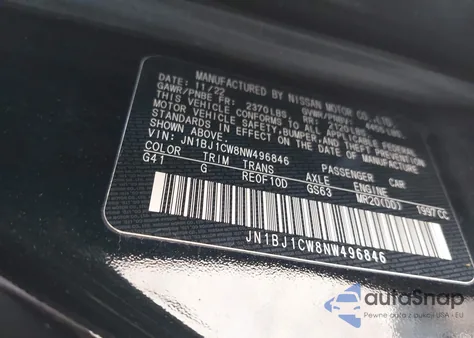 2022 Nissan Rogue Sport Sl Awd Xtronic Cvt from USA, damaged, VIN JN1BJ1CW8NW496846